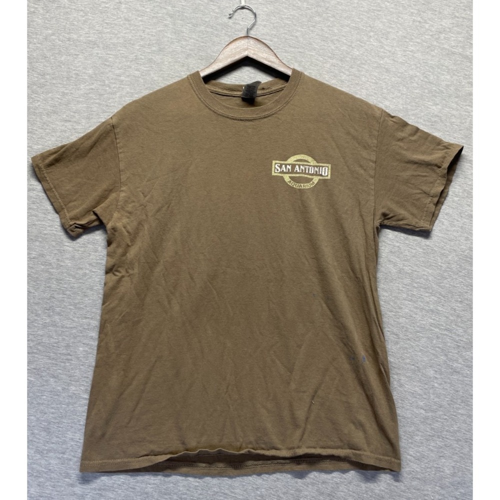 Gildan T Shirt Unisex Medium Brown Graphic San Antonio Aquarium Iguana Reptile